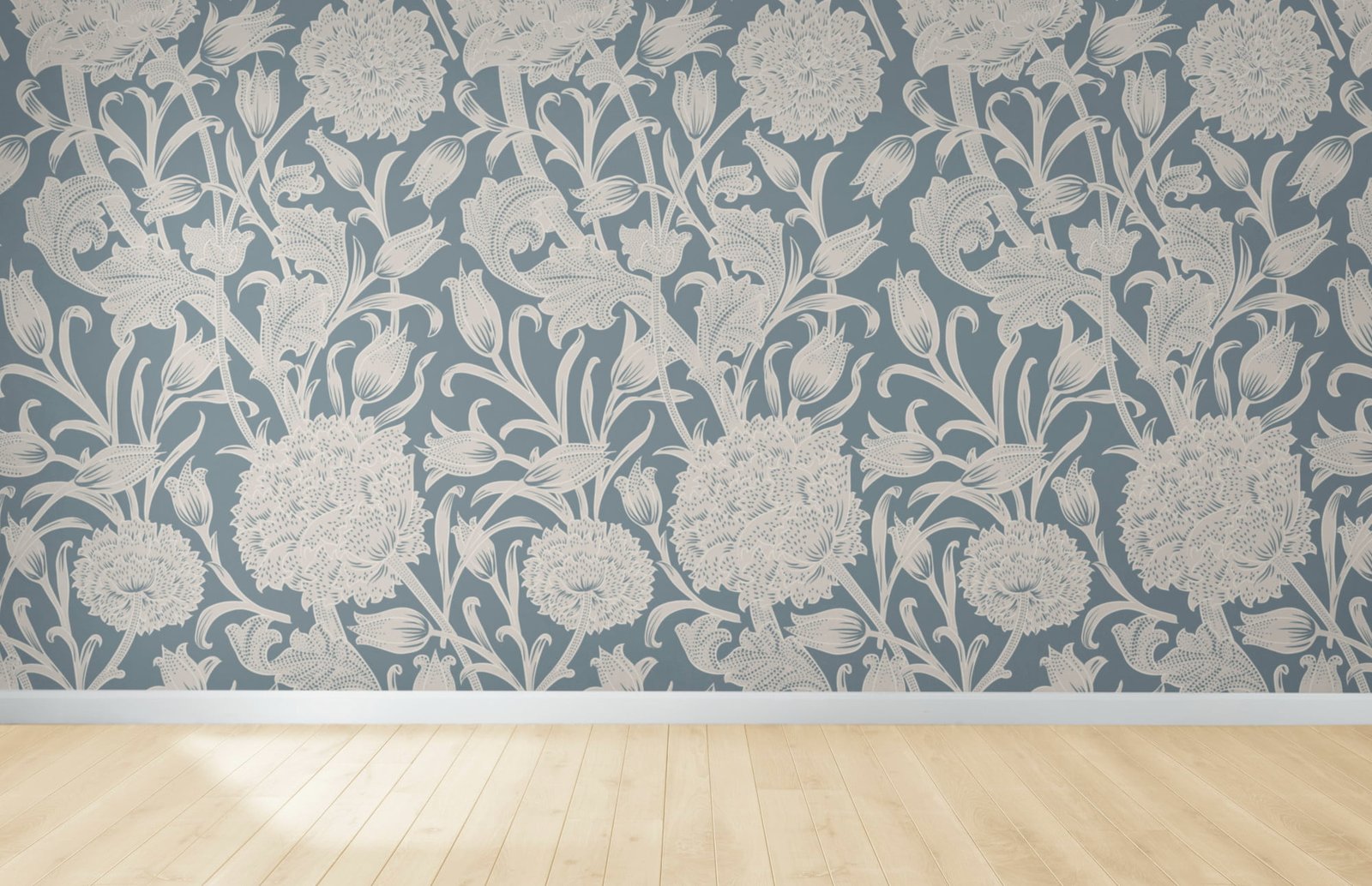 floral-wallpaper-empty-room-with-wooden-floor