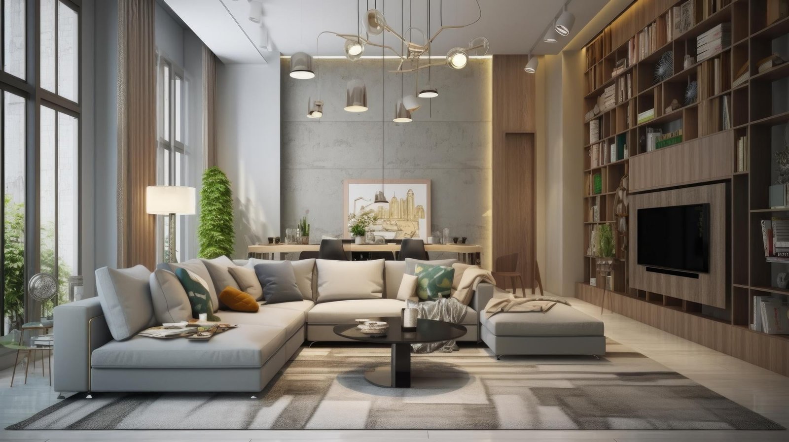 modern-luxurious-interior-design-grey-tone-living-room-with-tv-pendant-lamp-generative-ai-aig27